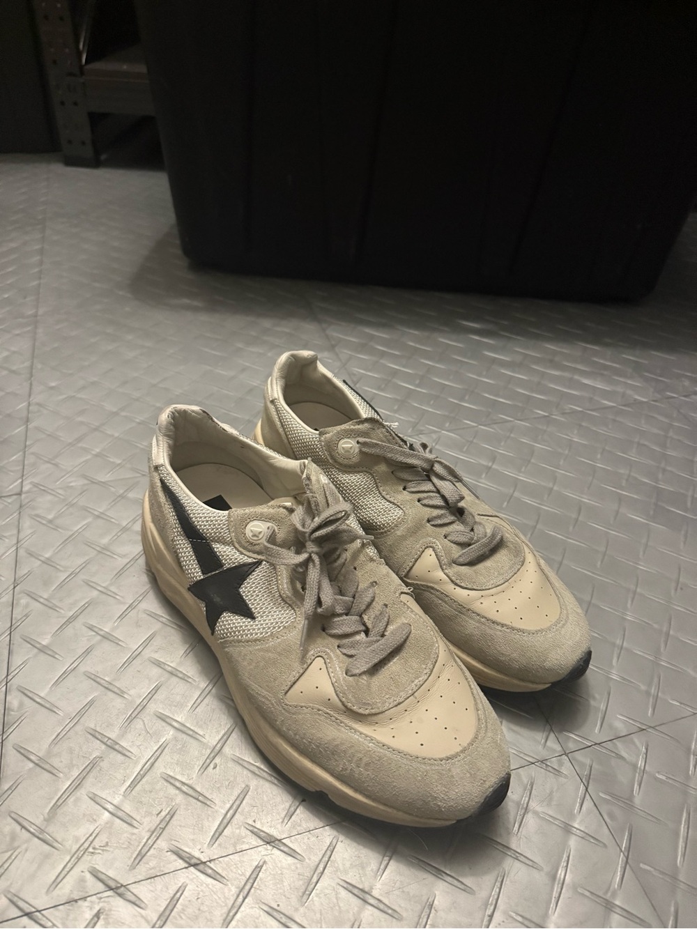 Golden Goose Beige Suede & Mesh Sneakers with Black Star
